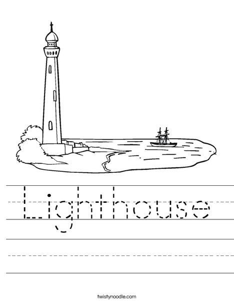 Lighthouse at Coastline Worksheet