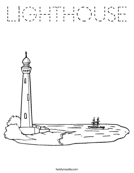LIGHTHOUSE Coloring Page - Tracing - Twisty Noodle