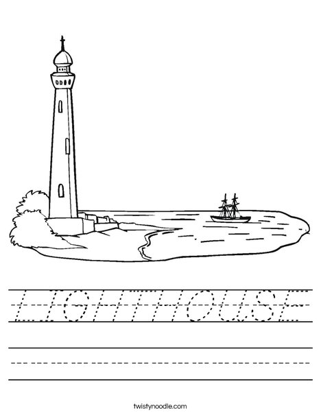 Lighthouse at Coastline Worksheet