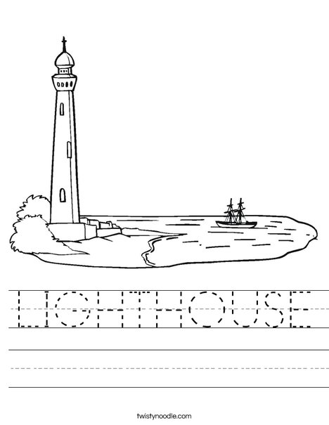 Lighthouse at Coastline Worksheet