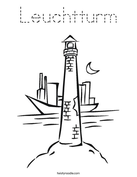 Lighthouse with Moon Coloring Page