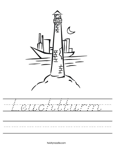 Lighthouse with Moon Worksheet