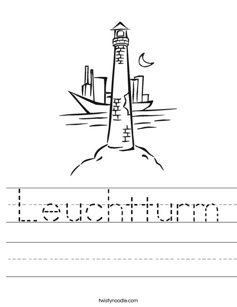 Lighthouse with Moon Worksheet