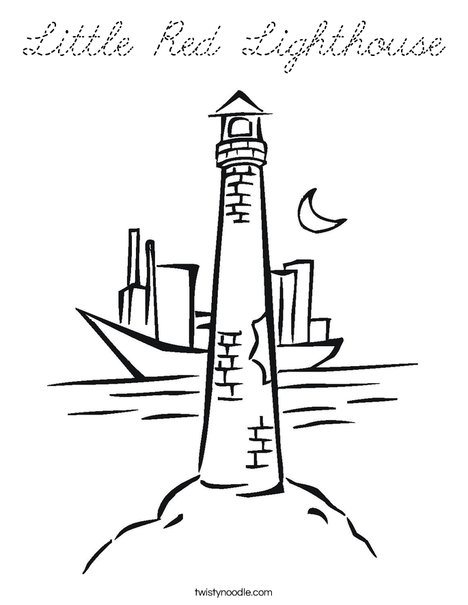 Lighthouse with Moon Coloring Page