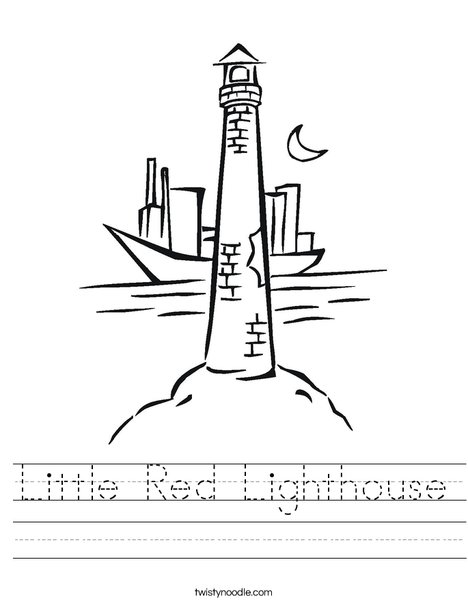 Lighthouse with Moon Worksheet