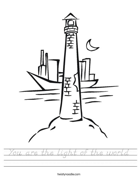 Lighthouse with Moon Worksheet