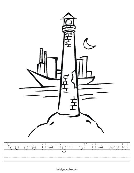 Lighthouse with Moon Worksheet