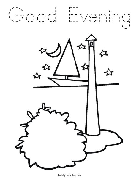 Lighthouse with Stars Coloring Page