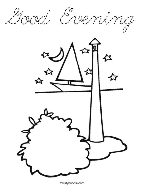 Lighthouse with Stars Coloring Page