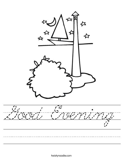 Lighthouse with Stars Worksheet