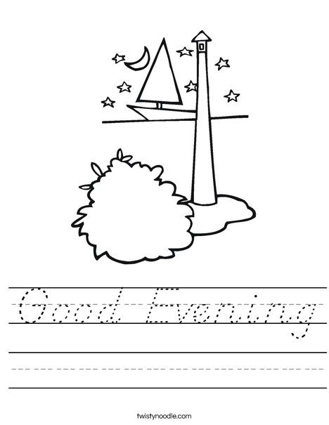 Lighthouse with Stars Worksheet