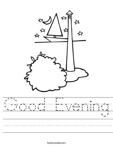 Lighthouse with Stars Worksheet