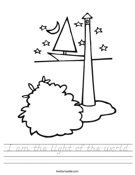 Lighthouse with Stars Worksheet