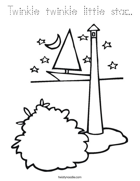 Lighthouse with Stars Coloring Page