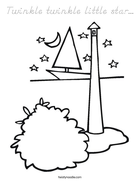 Lighthouse with Stars Coloring Page