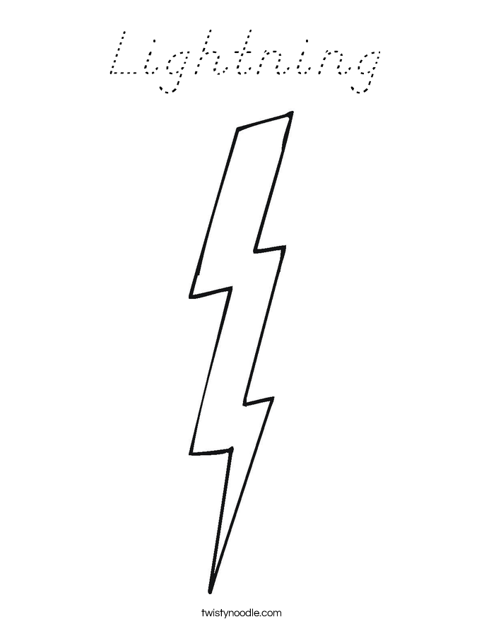 Lightning Coloring Page - D'Nealian - Twisty Noodle