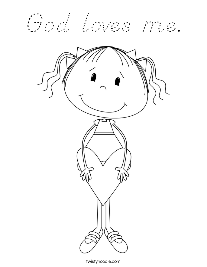 God loves me. Coloring Page