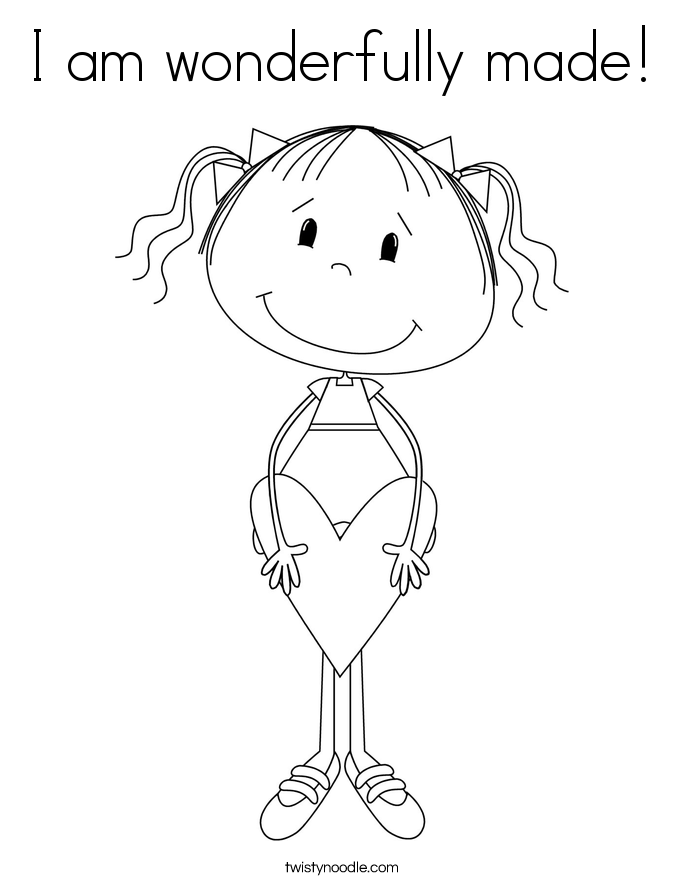 I am wonderfully made! Coloring Page
