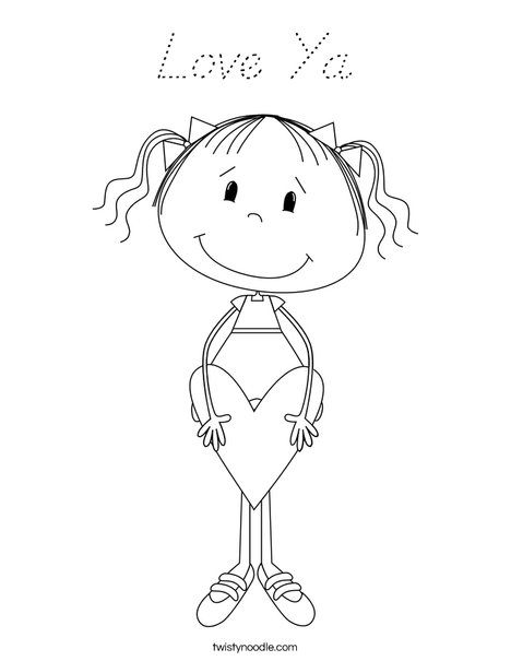 Lilly with Heart Coloring Page