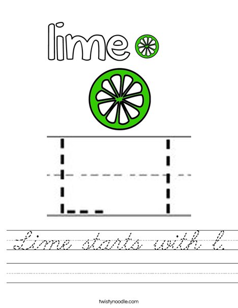 Lime starts with l. Worksheet