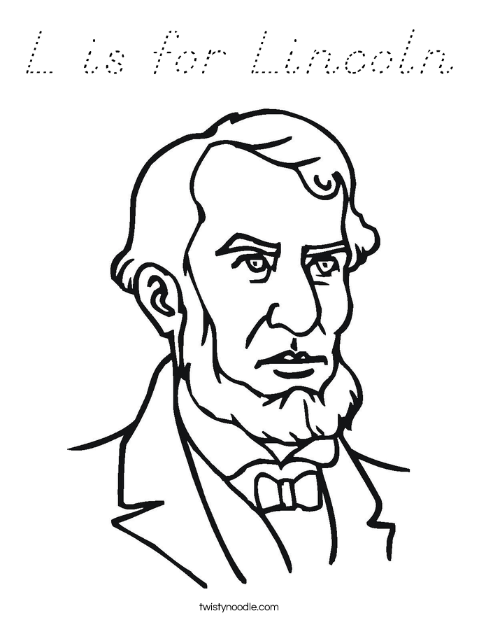 L is for Lincoln Coloring Page