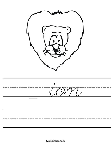 Cartoon Lion Worksheet