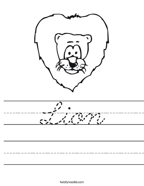 Cartoon Lion Worksheet