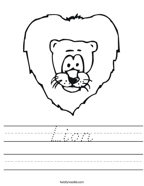 Cartoon Lion Worksheet