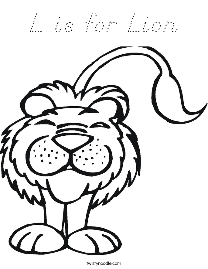 L is for Lion Coloring Page