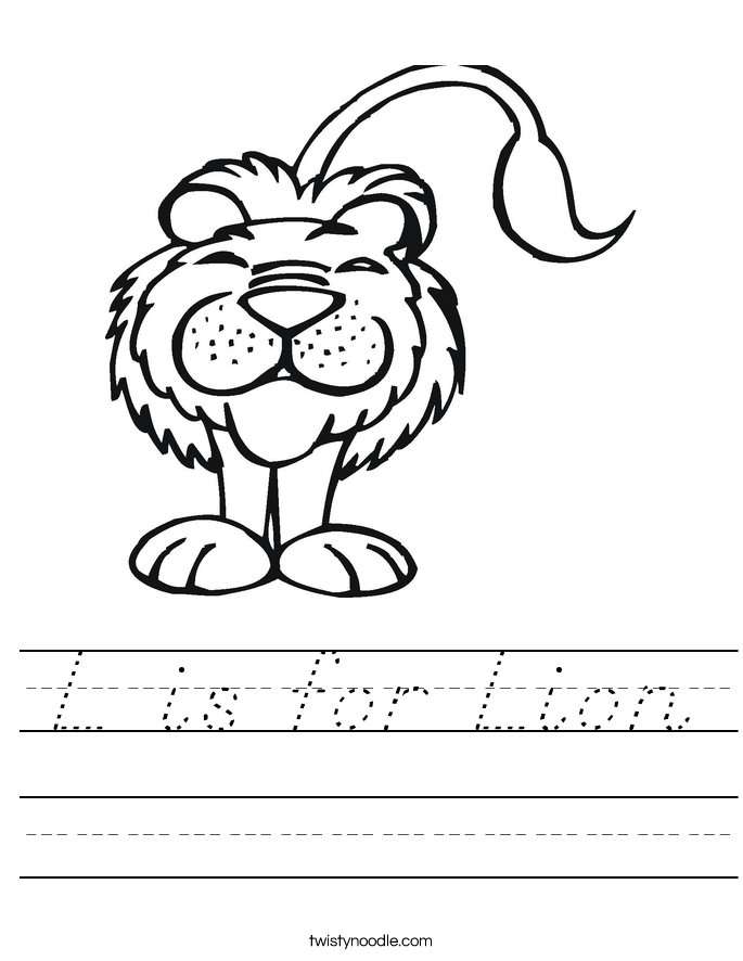 L is for Lion Worksheet