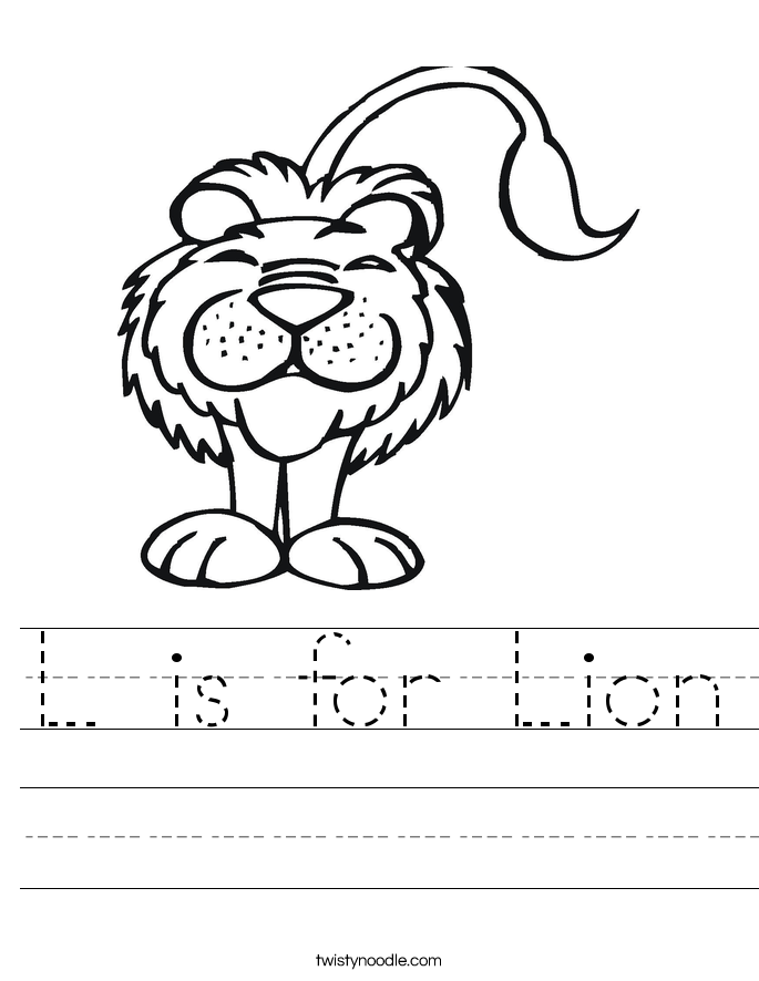 L is for Lion Worksheet - Twisty Noodle