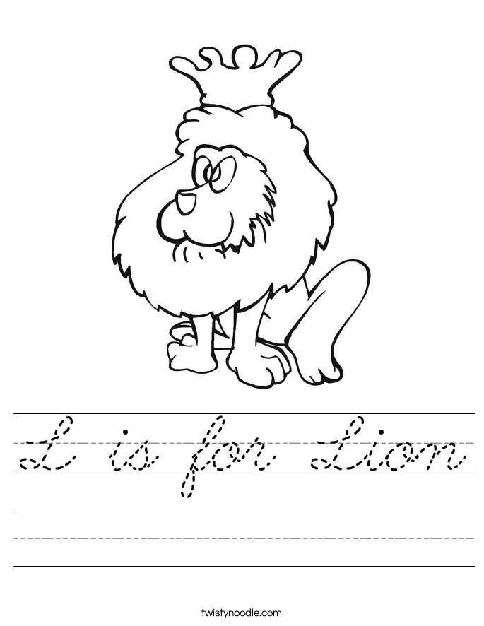 L is for Lion Worksheet