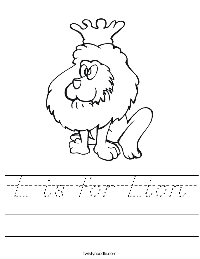 L is for Lion Worksheet