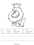 L is for Lion Worksheet