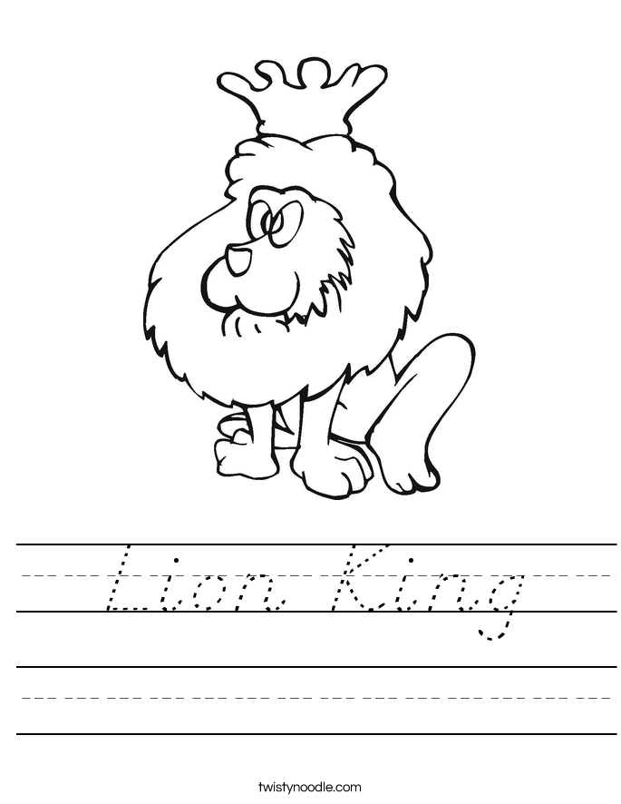 Lion King Worksheet - D'Nealian - Twisty Noodle