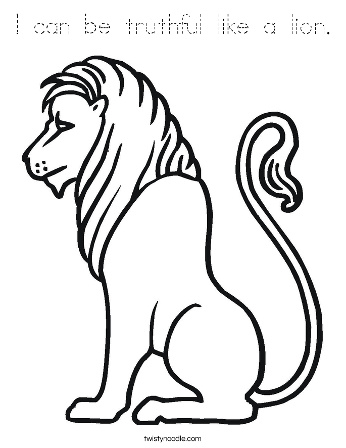 I can be truthful like a lion. Coloring Page