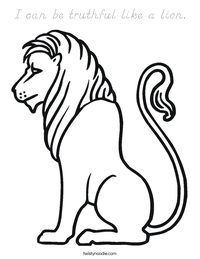 I can be truthful like a lion. Coloring Page
