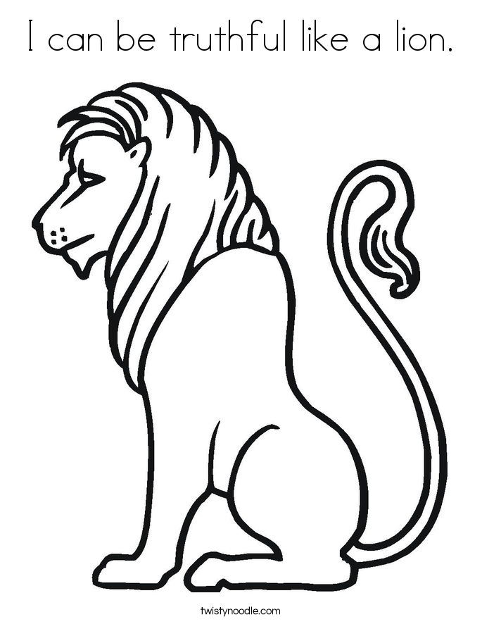 I can be truthful like a lion. Coloring Page