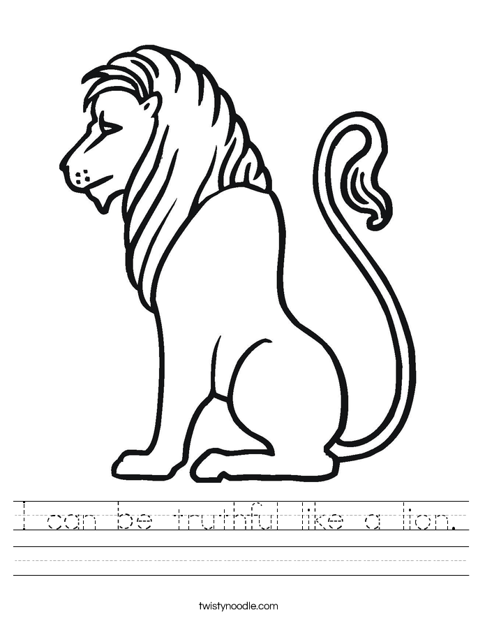 I can be truthful like a lion. Worksheet