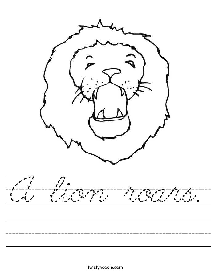 A lion roars. Worksheet