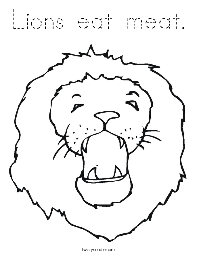 Lions eat meat. Coloring Page