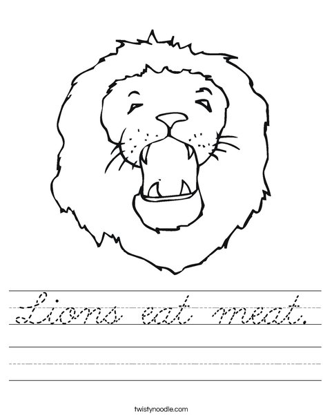 Lions Eat Meat Worksheet Cursive Twisty Noodle