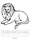 A Lion lives in a zoo. Worksheet
