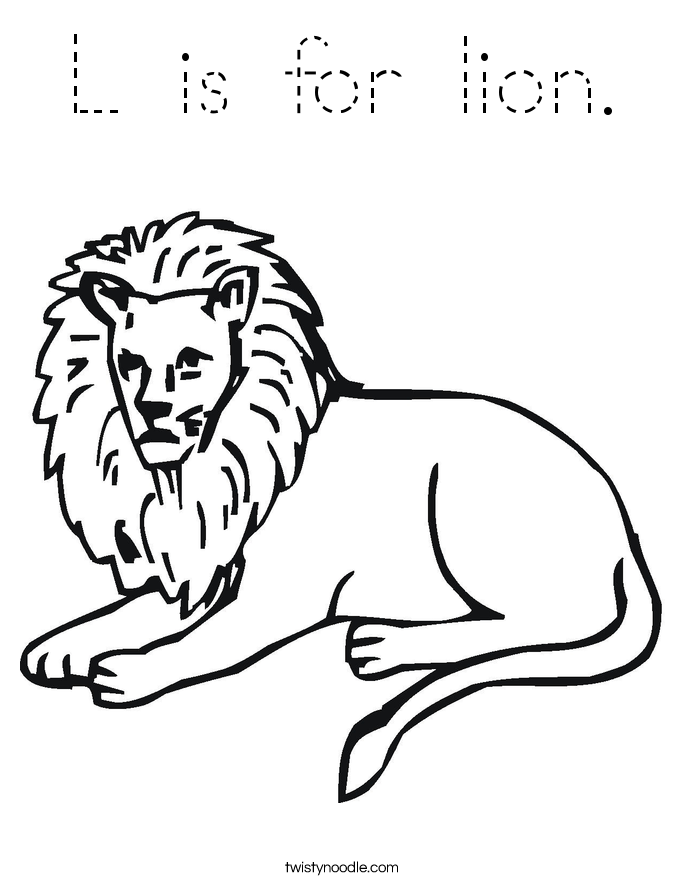 L is for lion. Coloring Page