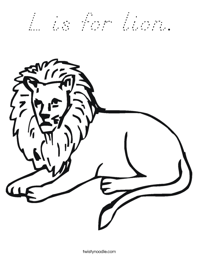 L is for lion. Coloring Page
