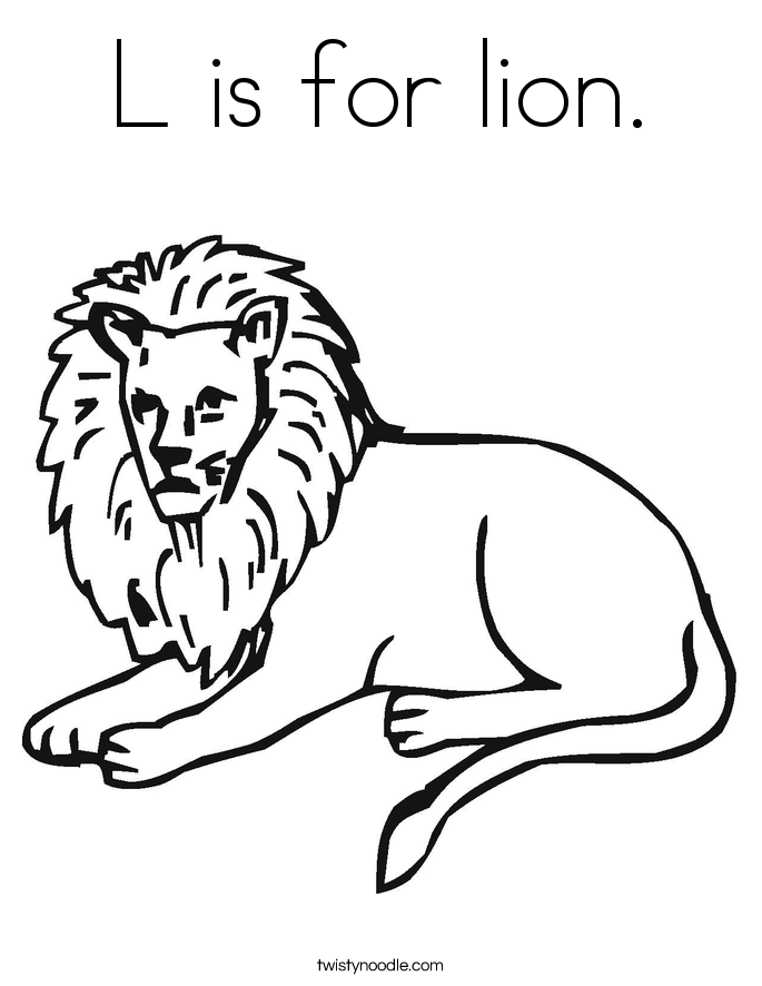L is for lion. Coloring Page
