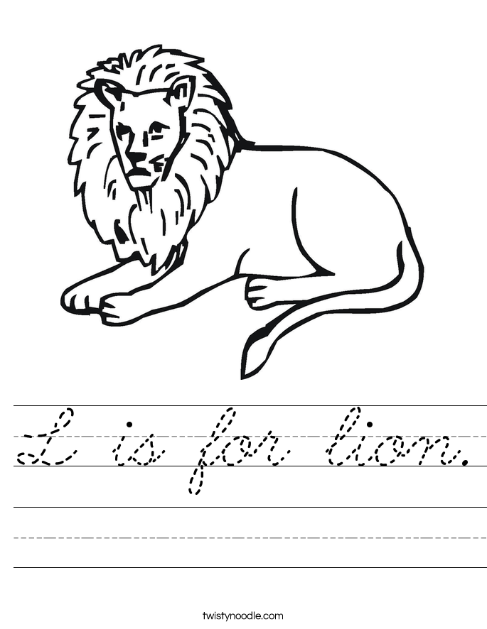 L is for lion. Worksheet