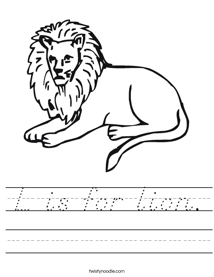 L is for lion. Worksheet