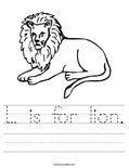 L is for lion. Worksheet