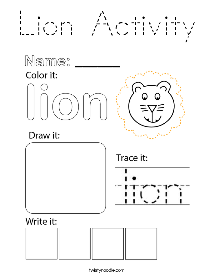 Lion Activity Coloring Page